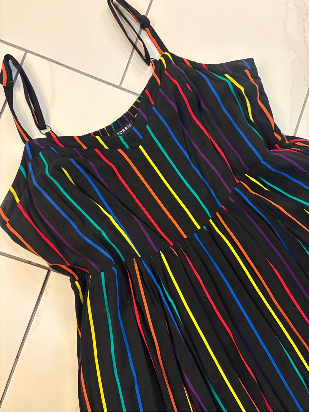 Torrid Midi Rainbow Stripe Dress